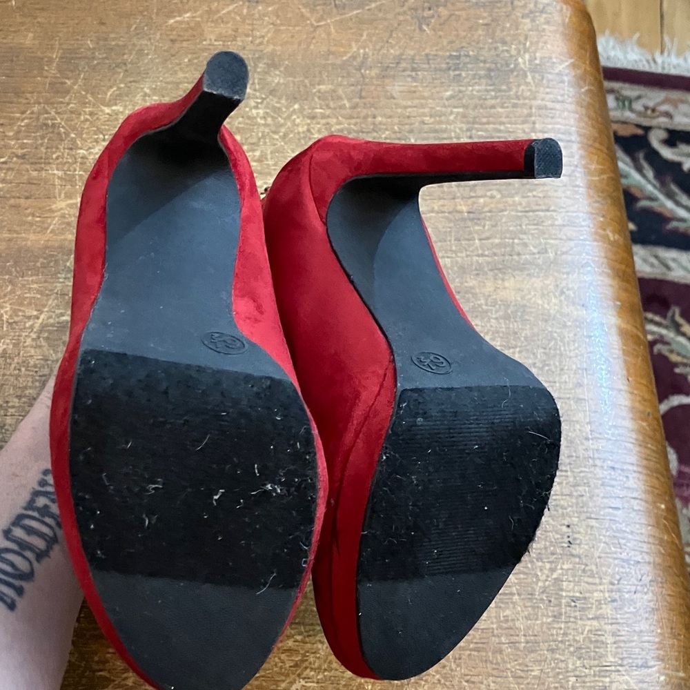 Massimo Red Suede Ankle Boots with Studded Detail size 6.5 - Picture 5 of 7